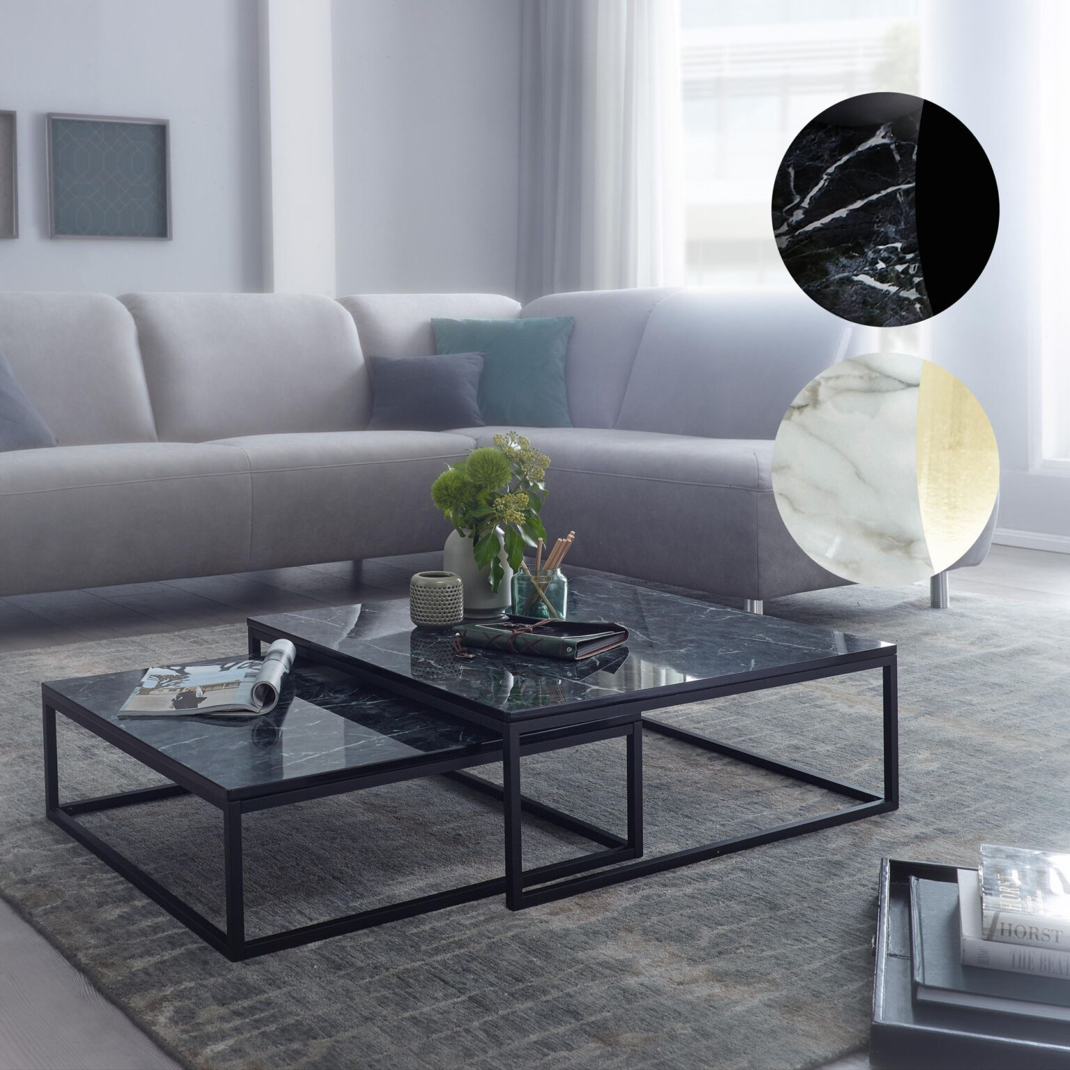 Finebuy Design Couchtisch 2Er Set Marmor Optik Eckig, Couchtische throughout Moderne Couchtische