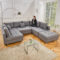 Riess Ambiente Moderne Xxl Wohnlandschaft Kent 305Cm Grau Federkern  Inklusive Hocker Und Kissen U Sofa Big Sofa Couch Intended For Graue Wohnlandschaft